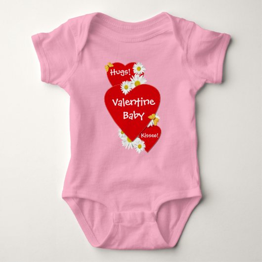 Valentijn Daisy Hugs Baby Creeper Shirt (Voorkant)