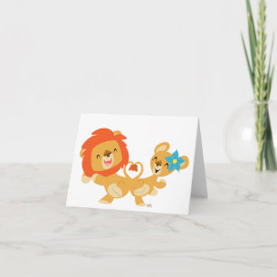 Valentijn dansend leeuwenpaar Notecard Feestdagen Kaart