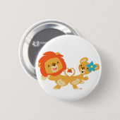 Valentijn danst leeuw-paar-knoppenbadge ronde button 5,7 cm (Voorkant /achterkant)