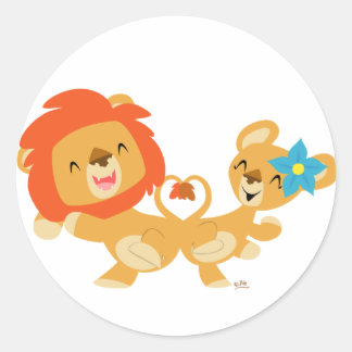 Valentijn danst leeuwkoppel sticker