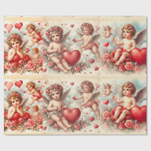 Valentijn 'Day Cherub Pattern Wrapping Papier (Vlak)