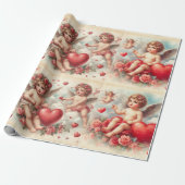 Valentijn 'Day Cherub Pattern Wrapping Papier (Uitgerold)