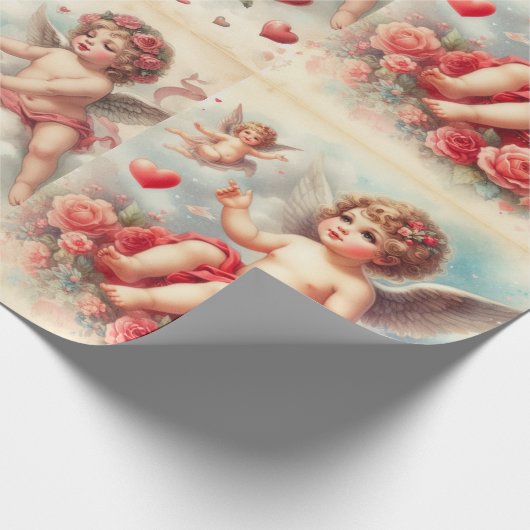 Valentijn 'Day Cherub Pattern Wrapping Papier (Hoek)