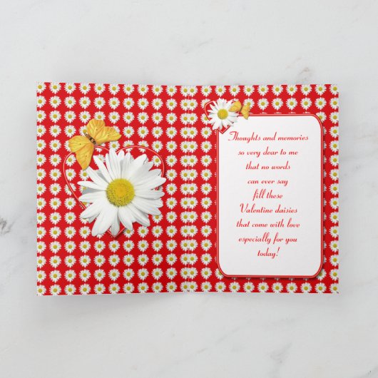 Valentijn Day Daisies and Hearts Card Feestdagen Kaart (Binnen)
