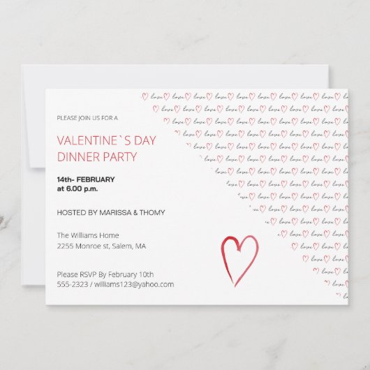 Valentijn Day Dinner Party Modern Script Feestdagenkaart (Voorkant)