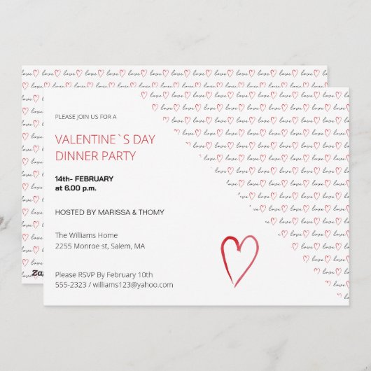 Valentijn Day Dinner Party Modern Script Feestdagenkaart (Voorkant / Achterkant)