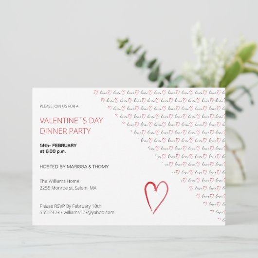 Valentijn Day Dinner Party Modern Script Feestdagenkaart (Staand voorkant)