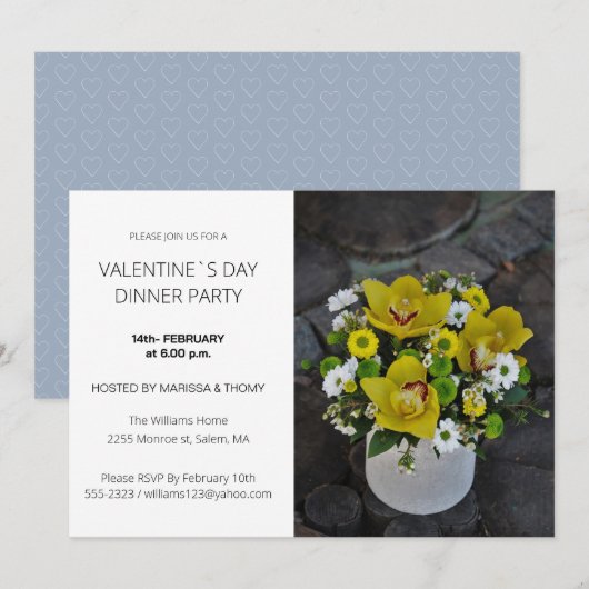 Valentijn Day Dinner Party Modern Script Photo Feestdagenkaart (Voorkant / Achterkant)