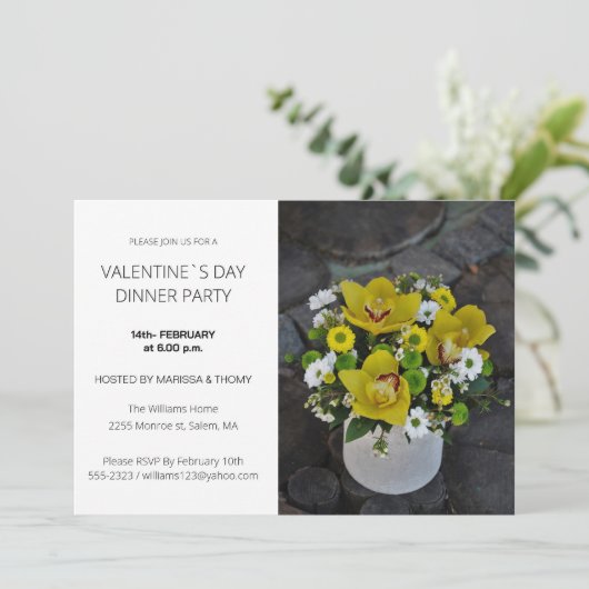 Valentijn Day Dinner Party Modern Script Photo Feestdagenkaart (Staand voorkant)