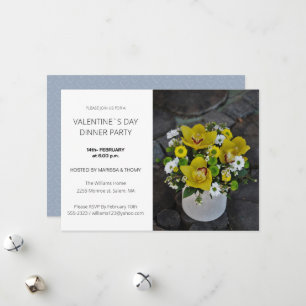 Valentijn Day Dinner Party Modern Script Photo Feestdagenkaart