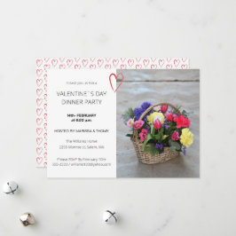 Valentijn Day Dinner Party Modern Script Photo Feestdagenkaart