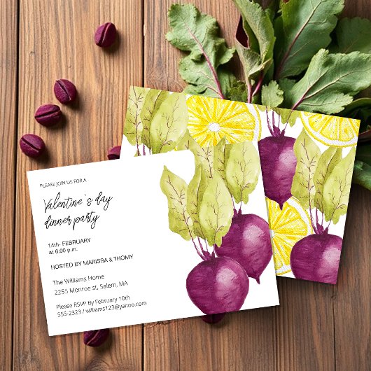 Valentijn Day Dinner Party Waterverf Bettroot Feestdagenkaart