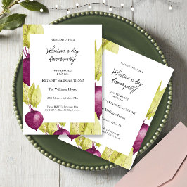 Valentijn Day Dinner Party Waterverf Bettroot Feestdagenkaart