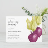 Valentijn Day Dinner Party Waterverf Bettroot Feestdagenkaart (Staand voorkant)