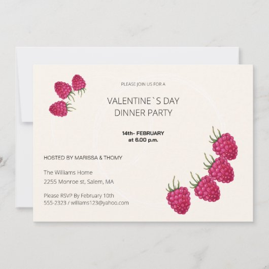 Valentijn Day Dinner Party Waterverf Raspberry Feestdagenkaart (Voorkant)