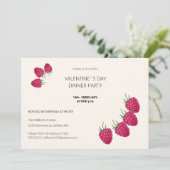 Valentijn Day Dinner Party Waterverf Raspberry Feestdagenkaart (Staand voorkant)