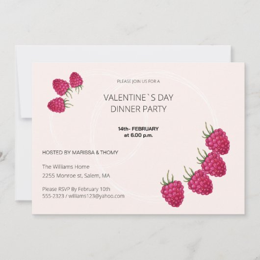Valentijn Day Dinner Party Waterverf Raspberry Feestdagenkaart (Voorkant)