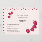 Valentijn Day Dinner Party Waterverf Raspberry Feestdagenkaart (Voorkant / Achterkant)