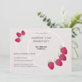 Valentijn Day Dinner Party Waterverf Raspberry Feestdagenkaart (Staand voorkant)