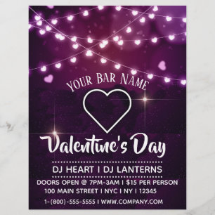 Valentijn Day Heart Lantern Bar Event Flyer