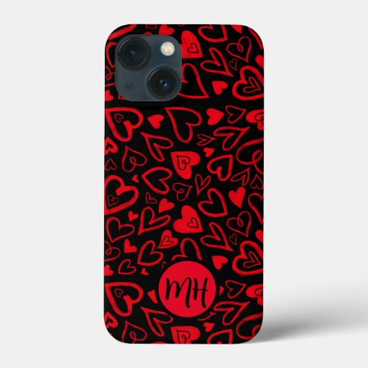 Valentijn Day phone case Fun hearts monogram (Achterkant)