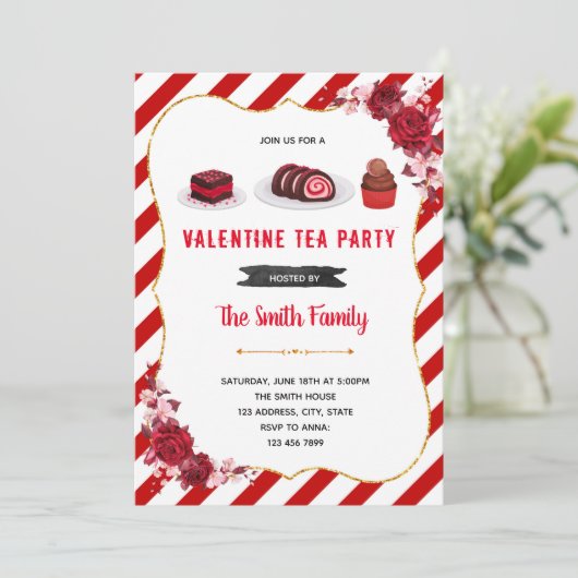 Valentijn dessert thema Uitnodiging (Staand voorkant)