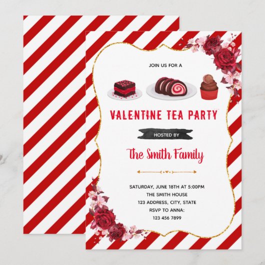 Valentijn dessert thema Uitnodiging (Voorkant / Achterkant)