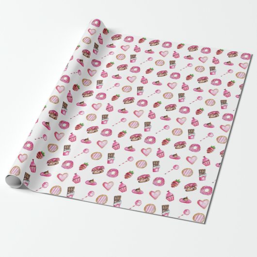 Valentijn Desserts Little Lieverd Birthday Cute Cadeaupapier (Uitgerold)