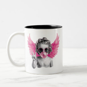 Valentijn die bubbels blaast Cupido Valentijnsdag Tweekleurige Koffiemok