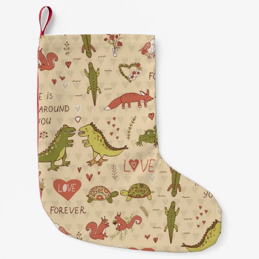 Valentijn Dier Hand-getrokken Print Kleine Kerstsok (Voorkant)
