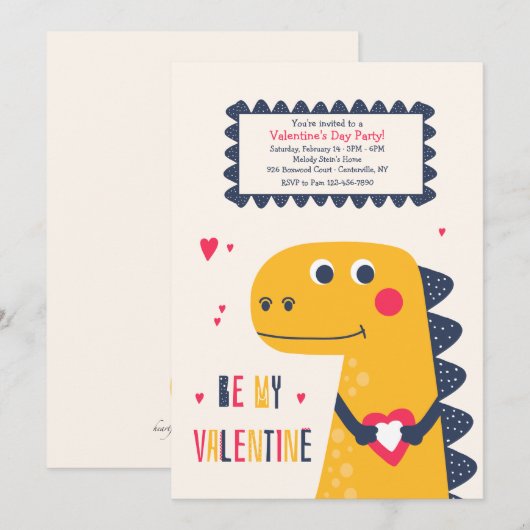 Valentijn Dino Valentijnsdag Kaart (Voorkant / Achterkant)