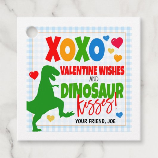 Valentijn Dinosaur Gift Label (Voorkant)