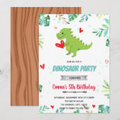 Valentijn dinosaur partijuitnodiging kaart (Voorkant / Achterkant)
