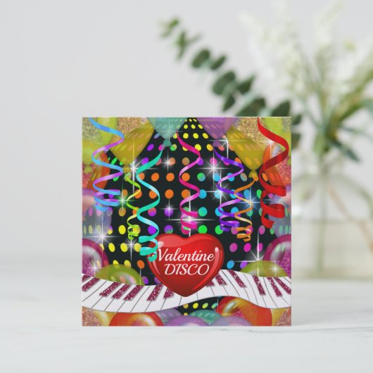 Valentijn Disco dansuitnodiging Kaart (Staand voorkant)