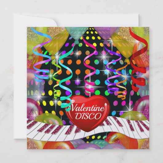 Valentijn Disco dansuitnodiging Kaart (Voorkant)