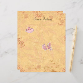 Valentijn Distressed Schattigee Vogels Briefpapier