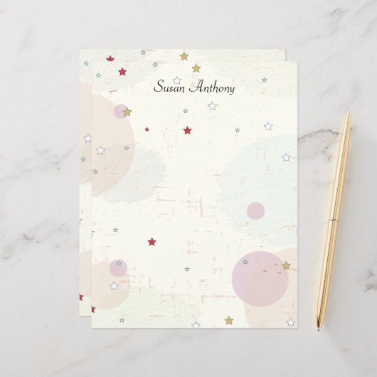 Valentijn Distressed Stars Cirkel Briefpapier papi (Voorkant / Achterkant in situ)