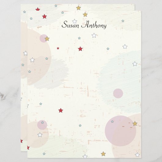 Valentijn Distressed Stars Cirkel Briefpapier papi (Voorkant / Achterkant)