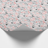 Valentijn doedle harten rode en zwarte hipster cadeaupapier (Hoek)