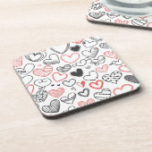 Valentijn doedle harten rode en zwarte hipster drankjes onderzetter (Linkerzijde)