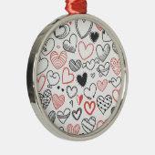 Valentijn doedle harten rode en zwarte hipster metalen ornament (Rechts)