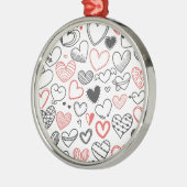 Valentijn doedle harten rode en zwarte hipster metalen ornament (Links)