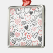 Valentijn doedle harten rode en zwarte hipster metalen ornament (Links)