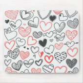 Valentijn doedle harten rode en zwarte hipster muismat (Voorkant)