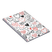 Valentijn doedle harten rode en zwarte hipster notitieboek (Rechterzijde)