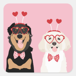 Valentijn Dogs Rottweiler Maltipoo Puppy Vierkante Sticker