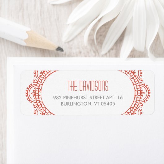 Valentijn Doily Address Label - Red (Insitu)