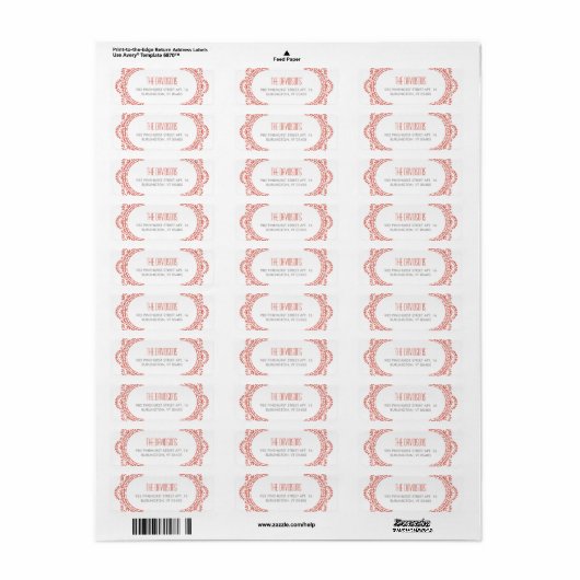 Valentijn Doily Address Label - Red (Full Sheet)