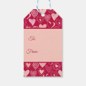 Valentijn donkerroze lieve hartjes cadeaulabel (Achterkant)