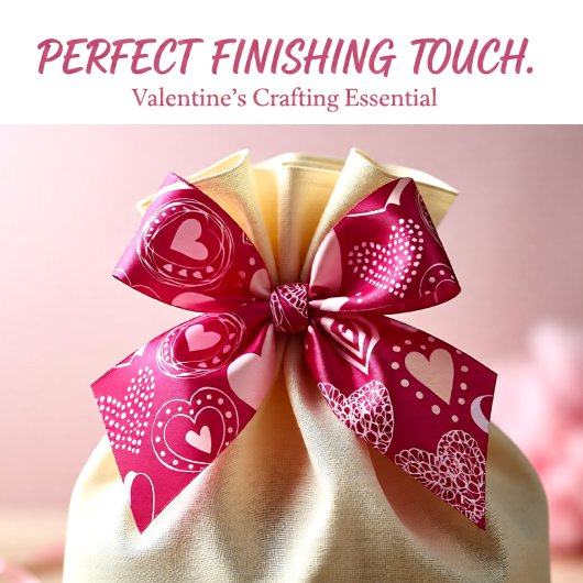 Valentijn donkerroze lieve hartjes satijnen lint